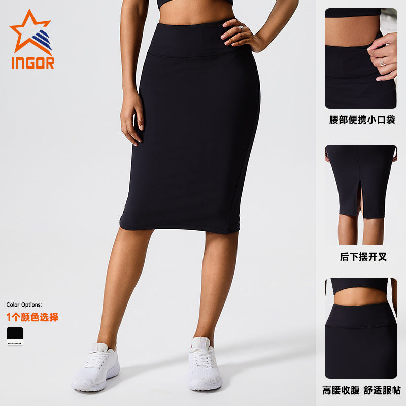 Recycled polyester slimming fashion backless bra yoga set running sports outerwear tight skirt suit for women