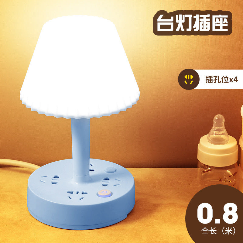 Multifunctional desk lamp socket all-in-one eye protection bedside lamp multi-slot cold and warm light for home remote control bedroom lamp plug strip