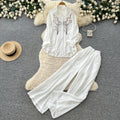 Lazy style pink embroideringshirtloose pantstwo-piece set female autumcasualcasualwork clothingslimming lookelegantsuit