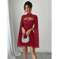 Full real shot export1688  fashion shawl sleeve hot stamping dress