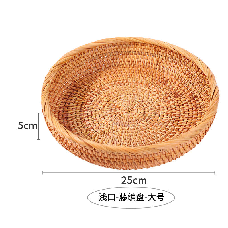 rattan hand-held tray, Vietnamese autumn rattan woven storage basket, binaural handle bread basket, fruit snack storage basket