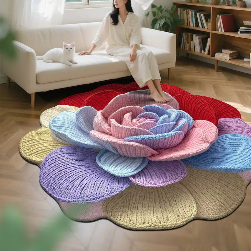 3d floral crystal velvet rug - absorbent mat for living room, bedroom, bedside, sofa, and coffee table