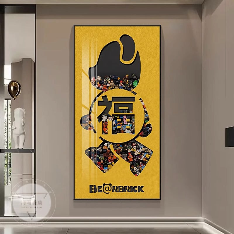 Kaws violent bear entrance entrance decorative painting modern simple corridor aisle hanging painting tide brand creative building block mural