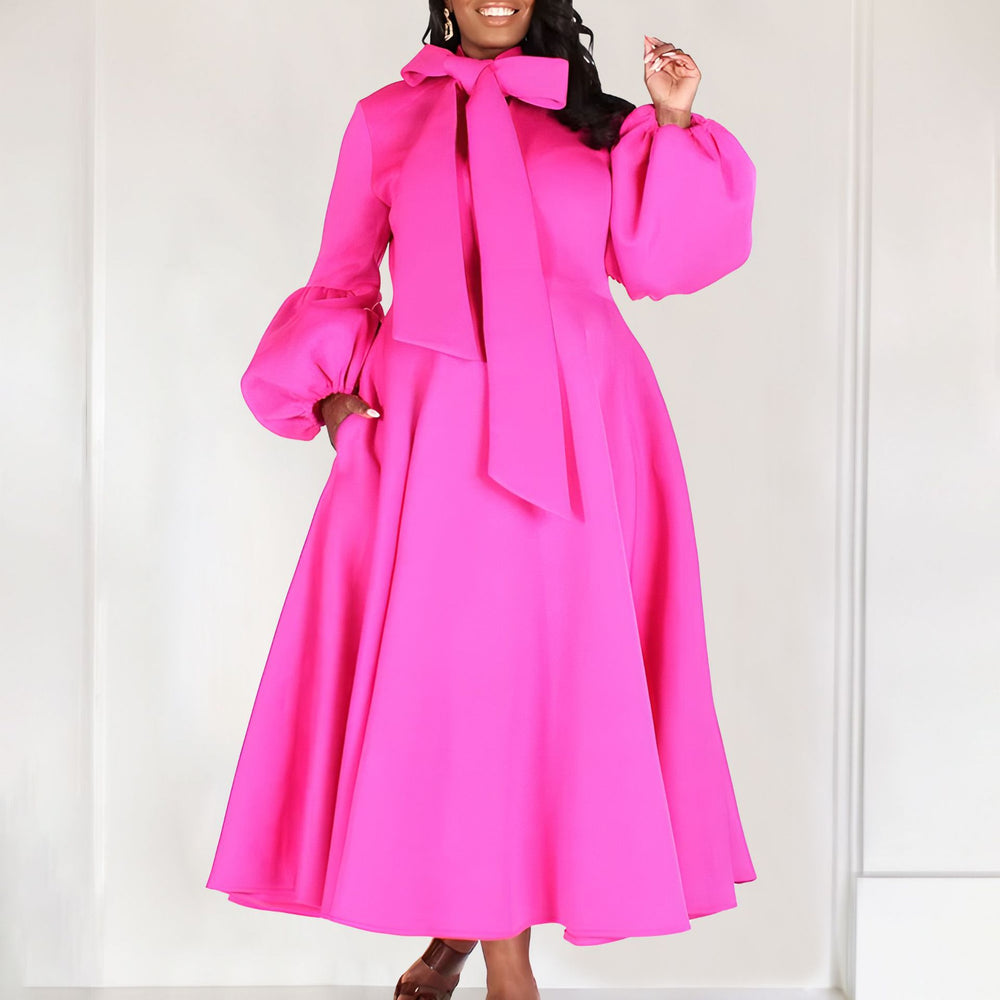 D427 independent station foreign trade women's clothing  new style puff sleeves strappy large skirt high waist dress fashion dress