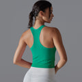 fashionpure color thread high elastic tight i-shaped long vest sports running fitness yoga wear tops for women