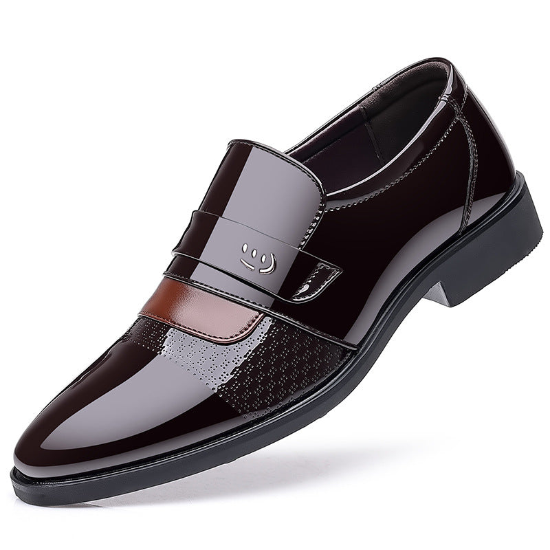 New men's slip-on low-cut patent leather dress shoes - british style glossy loafers, plus size available, formal & casual leather shoes