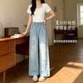 Girls' tencel denim pants - ice silk breathable summer  new anti-mosquito pants - girls' casual long pants for big kids - versatile style