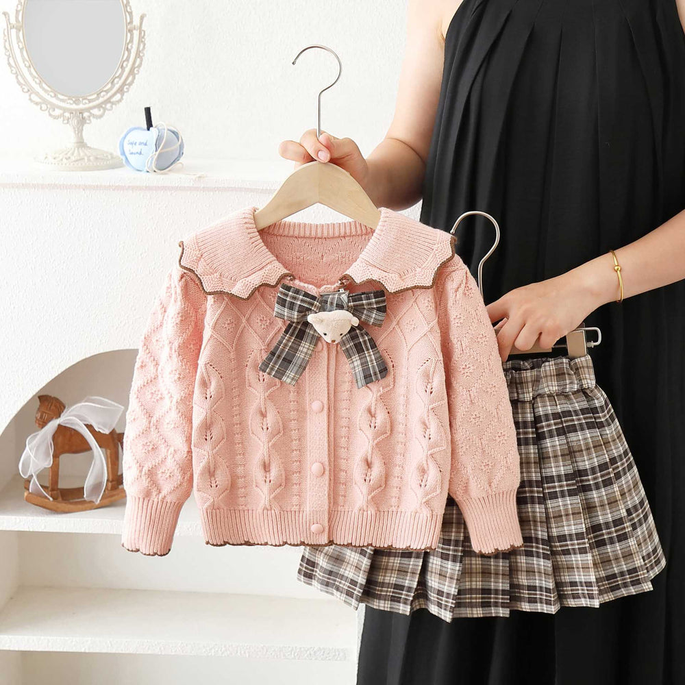 Girlsweaterjksuitloosesweaternew arrivaltwistpreppy styletwo-piece set