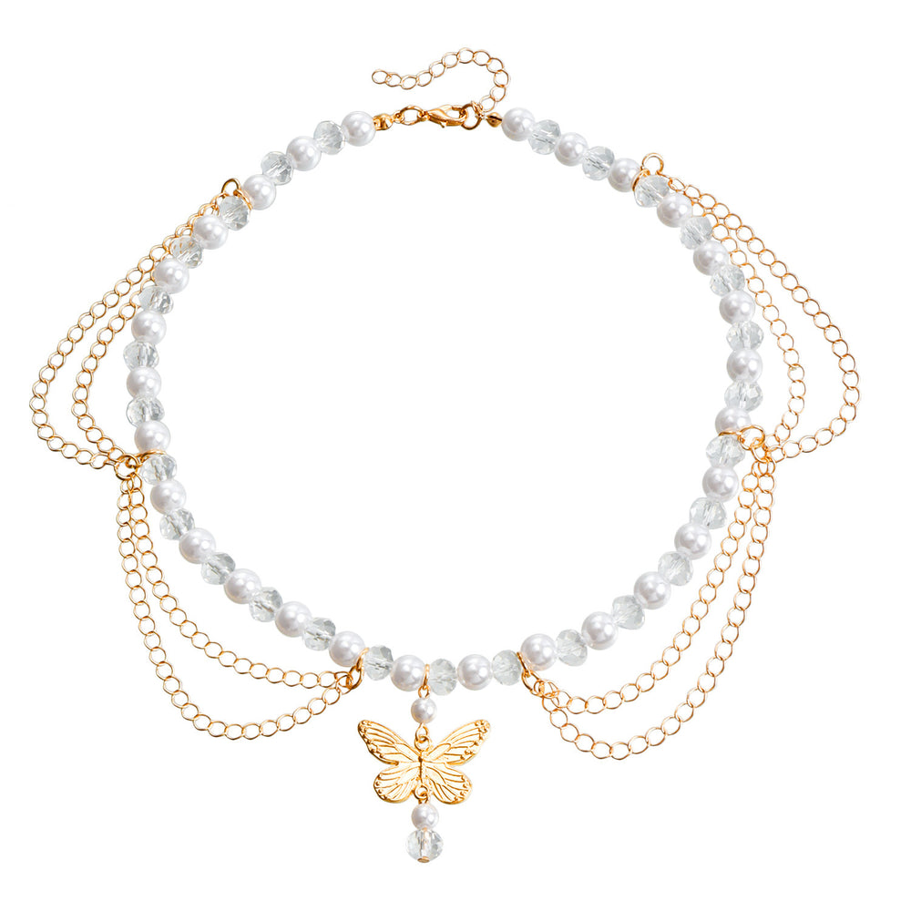 Pearl sweater chain wholesale european and american cross-border cross necklace punk multi-layered wearing light luxury niche clavicle chain for women