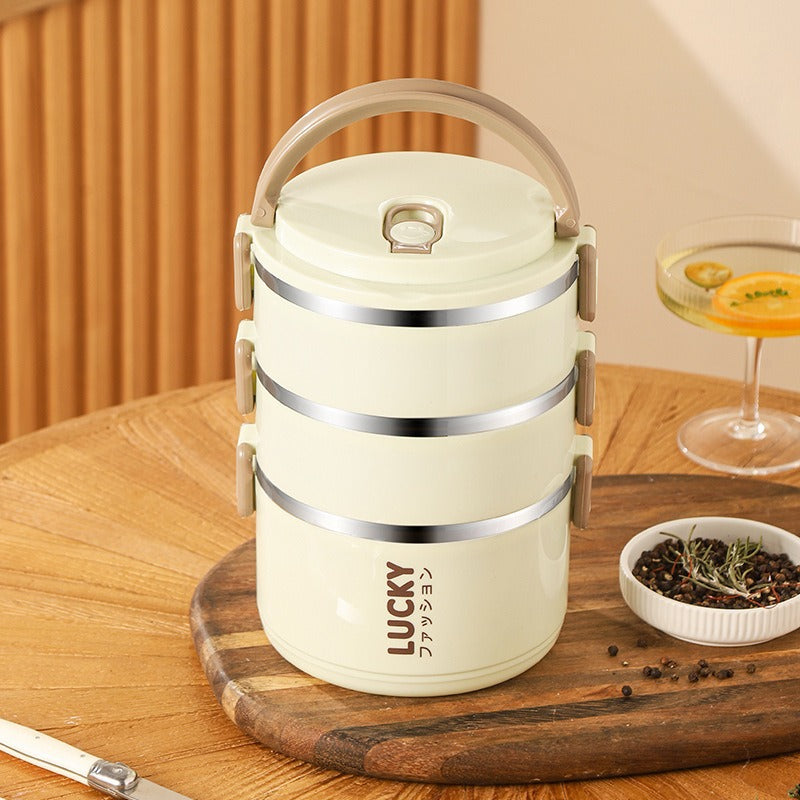 Stainless steel lunch box - stylish, ins-style insulated bento box with lid and dividers, perfect for office workers