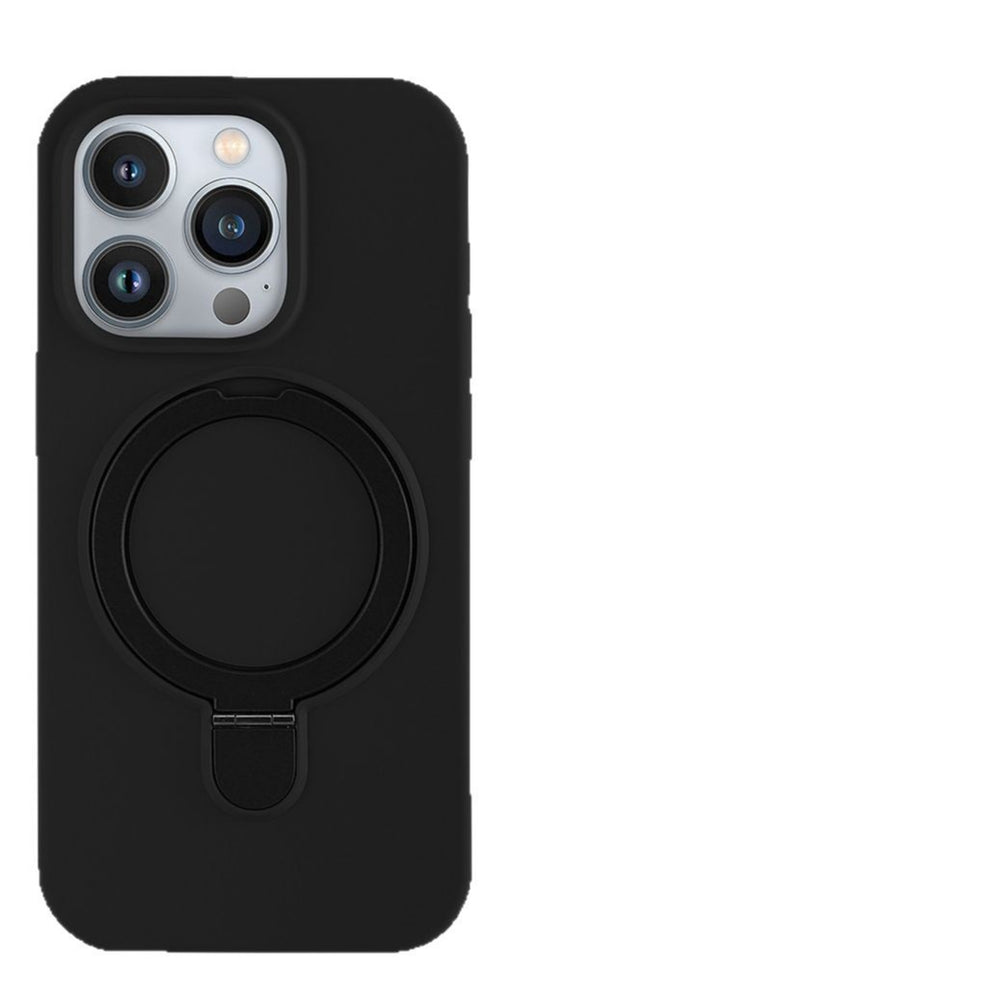 Suitable for apple 17promax large hole liquid silicone fulcrum magnetic holder mobile phone case iphone16 protective cover