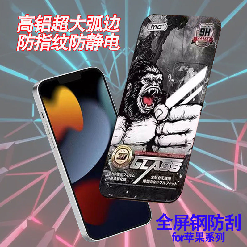 3d diamond high-alumina full-screen anti-scratch tempered glass screen protector for apple iphone 14 pro, iphone x, anti-static mobile phone protective film