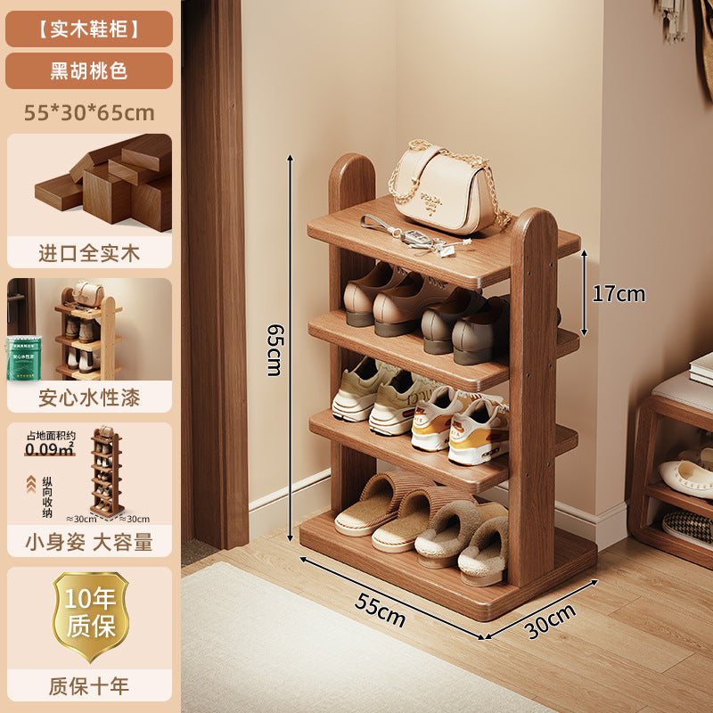 Solid wood shoe rack multi-layer household entrance entrance small narrow shelf 2025 new simple does not occupy an area of shoe cabinet