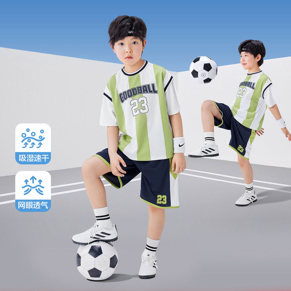 Boys' summer outfit : new summer collection - kids' short-sleeve t-shirt and shorts soccer set, boys' quick-dry sports two-piece set