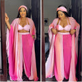 Special offer fashion digital printing loose robe with loosepants including bra and headscarf 4-piece set for african women