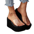exportplus sizenew arrival one strap transparent open toe platform cake thick solewaterproof platform wedge outwear sandals and slippers for women