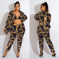 C5989 special offer: no returns or exchanges. please purchase carefully. cross-border fashion women's long-sleeve outerwear and lined pants three-piece set