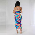european and american cross-border  summer printed sleeveless cutout backless halter sundress