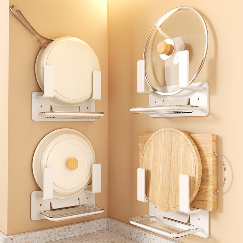 White non-punching pot lid rack wall-mounted kitchen rack cutting board rack cutting board rack chopping board storage bracket