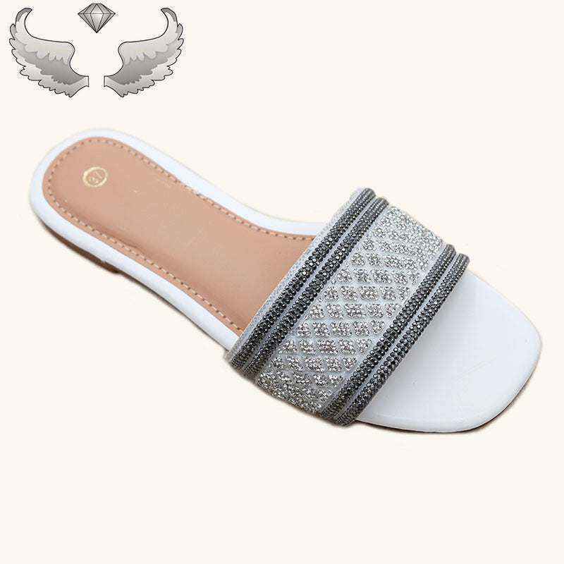 Women slippers slippers women summer wear rhinestone multi-color casual flat bottom slippers wear-resistant  wholesale