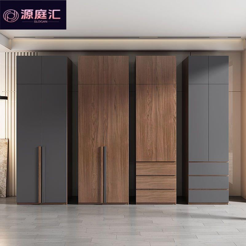 Wardrobe for home bedroom modern casual large capacity assembled multi-layer solid wood cabinet normcore storage light luxury wardrobe