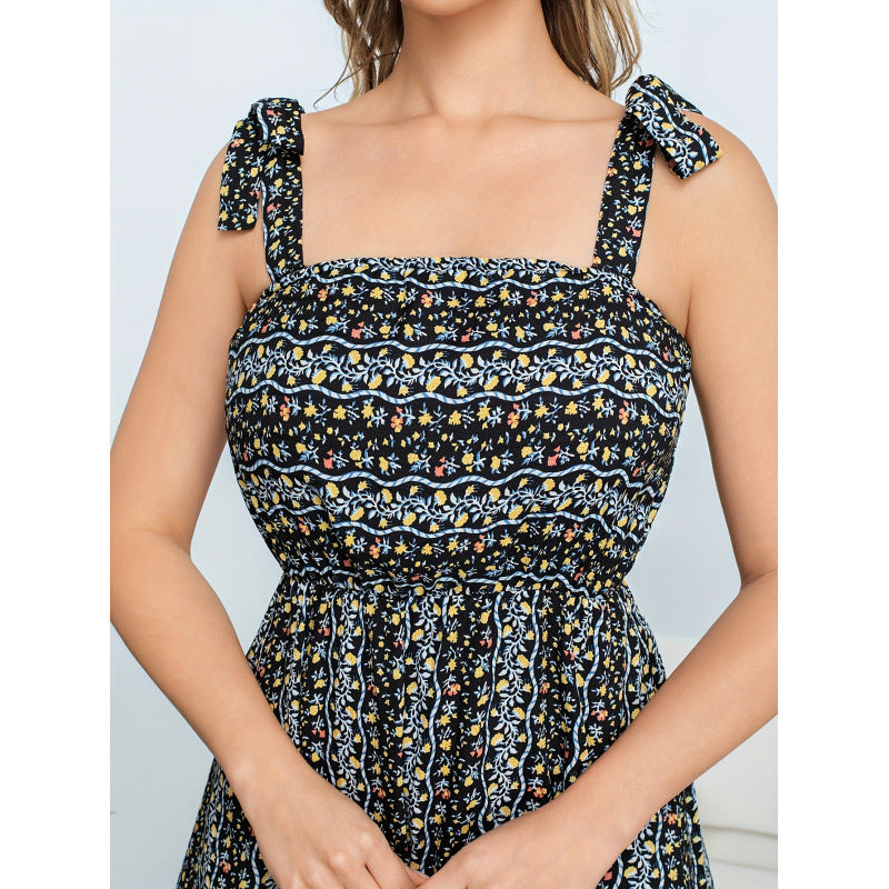 Aliexpress cross-border new original digital floral print vacation dress