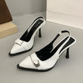 Casualfashion high elegant high heel sandals women's toe cap back hollow metal buckle thin heel flatssummernew arrivaleasiest for match women