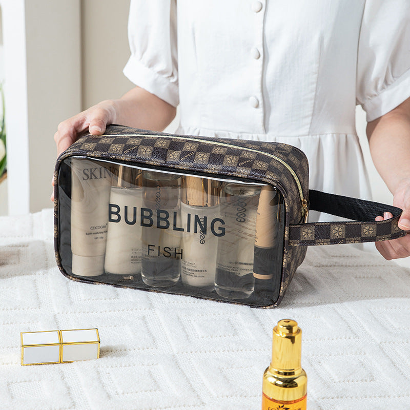 Yulang plaid cosmetic bag large capacity portable toilet bag waterproof swimming bag travel storage bag light luxury beach bag