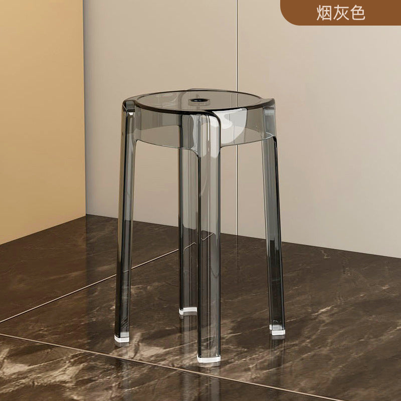 Acrylic plastic stool can be stacked household thickened modern simple stacked transparent chair windmill round rubber bench