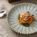 Vintage-style rustic ceramic bowls, plates, and dishes - creative beaded edge steak plates and dessert bowls for restaurants and hotels - premium presentation