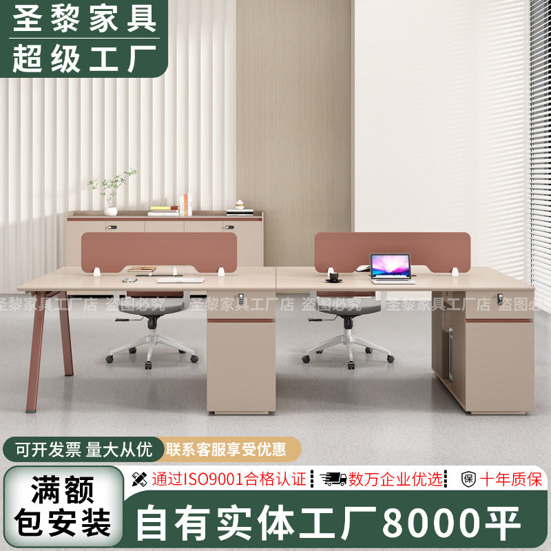 Saint li office desk and chair set - 4/6 seater minimalist modern office table with partition workstation computer desk