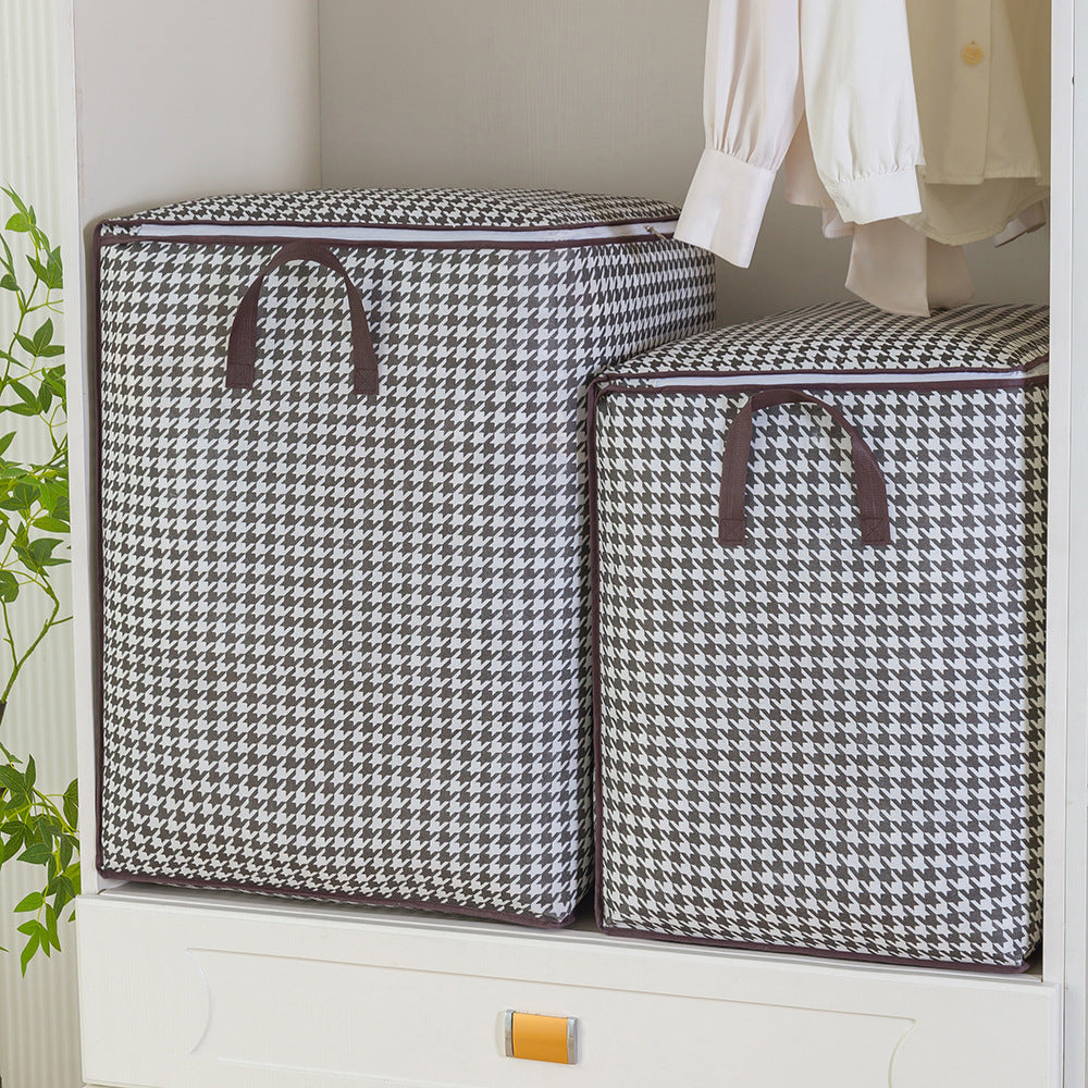 Quilt storage bag Thousand bird grid non-woven moving bag Large capacity travel duffel bag Foldable packing bag