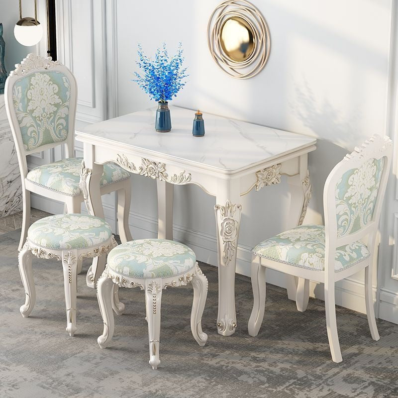 Dining table for home, small apartments, minimalist modern glass and solid wood folding rectangular dining table, european style dining table and chair set