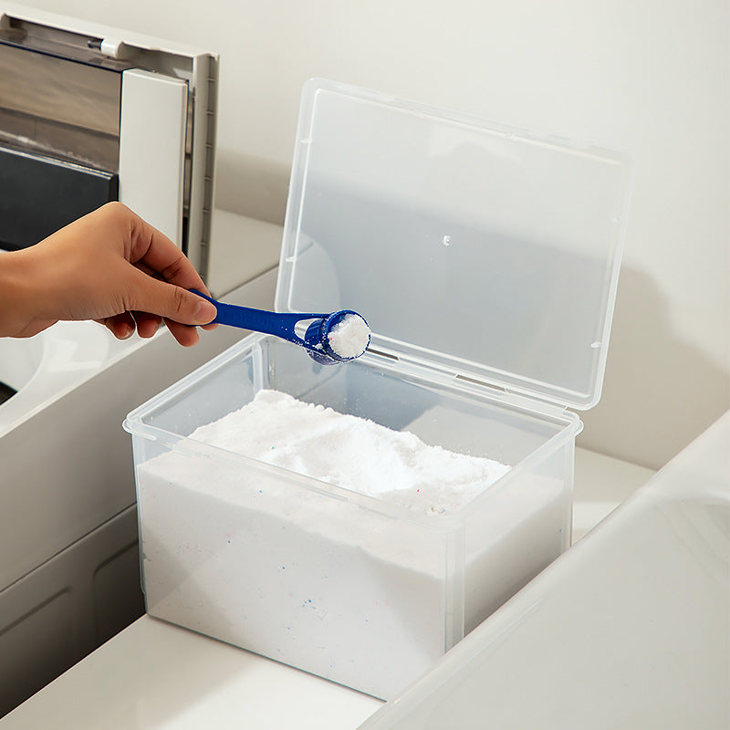 Household washing powder storage box with lid, dustproof sundries storage box, finishing box, transparent laundry bead box.