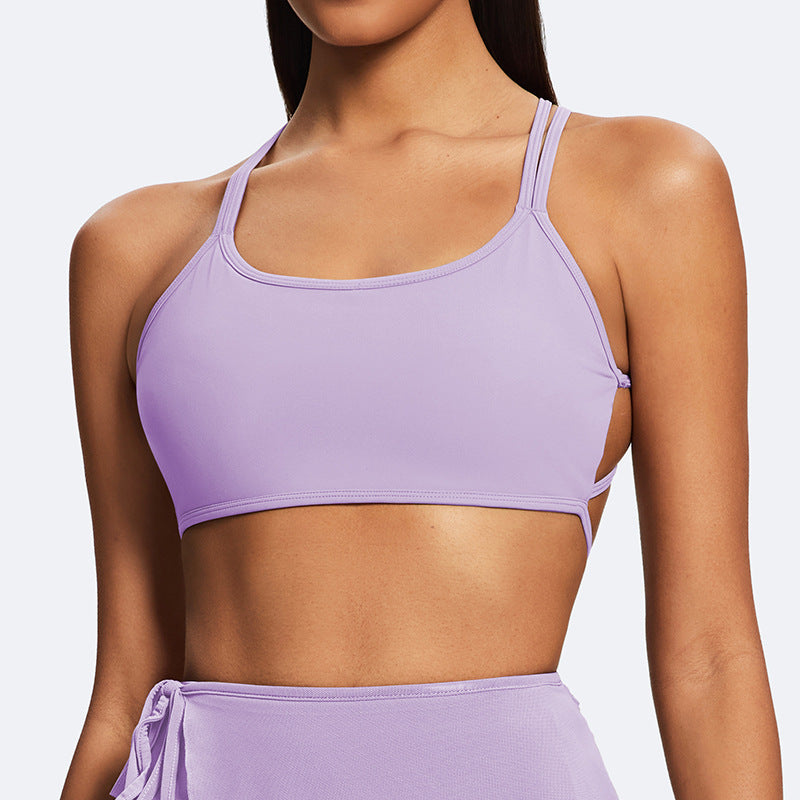 New arrival beautiful back sports intimates running training bra yoga bra pilates outwear spaghetti strap yoga clothes for women
