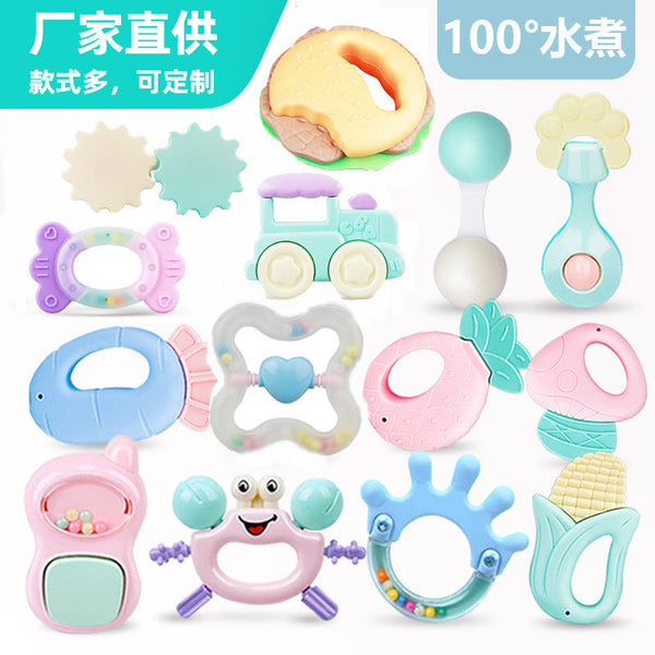 Newborn rattle toothpaste baby toy molar set maternal and infant chewing glue 0-1 year old baby soothing toy wholesale
