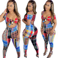Summer european and american export women's clothing    fashion slim-fit colorful striped jumpsuit two-piece set