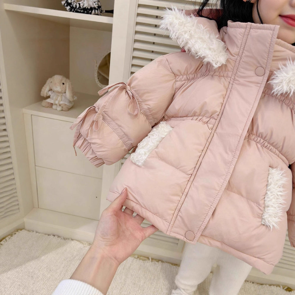 【dropshipping】baby girl winter korean style thickened outerwear cotton coat padded jacket little girl winter clothes