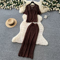 Gentle and lazy style stereo flower embroiderlong sleevesshirt suspender skirttwo-piece setfemaleautumslimming lookelegant