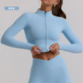 European and american new long-sleeve cardigan yoga top, women's activewear workout jacket, tummy control shaping top, outdoor casual wear