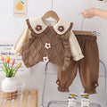 Girls' spring korean style long-sleeve outfit: sweet, three-piece set with 3d floral sweater vest for baby girls