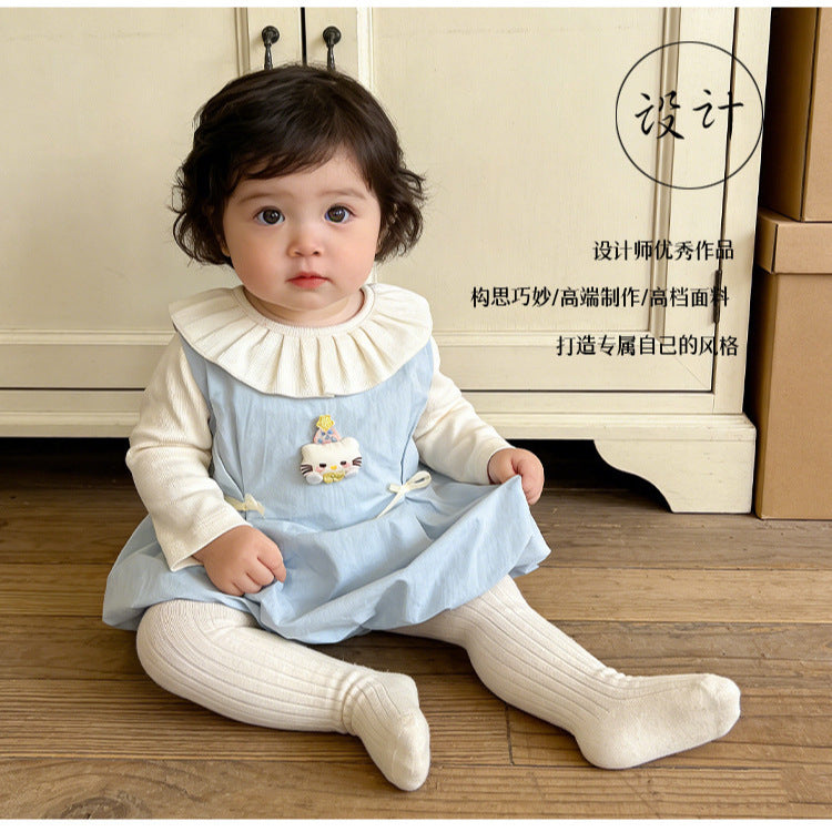 Girls' tulip dress - new summer collection: long-sleeved, sweet two-piece outfit for toddler girls, perfect for first birthday parties and summer wear