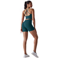 fashion seamless knitting pure color beautiful back high elastic sports tight yoga suit running fitness two-piece set
