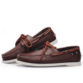 Men's genuine leather boat shoes - classic brown casual dress shoes, lightweight leather business shoes with a british-inspired design