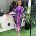 Temu cross-border e-commerce  fashion style fashion gradient stripes african women's large size adjustable waist dress