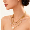 fashion new product pearl heart pendant metal women's multi-layer necklace elegant long necklace jewelry batch
