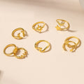 Wholesale niche women's rings, european and american cross-border jewelry, unique and exaggerated alloy star and heart stackable rings with a sense of design