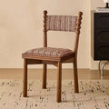Walnut color + red and white striped cushion