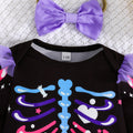 halloween girls' skeleton romper & skirt set - girls' long-sleeve mesh party outfit