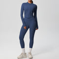 Ready-to-ship cross-border solid color double-sided brushed naked feel outerwear long sleeve set - compression running, fitness, and yoga two-piece outfit